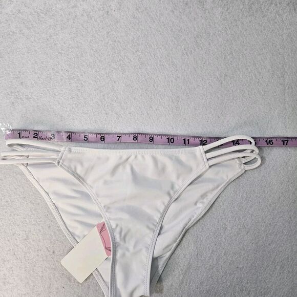 RETERON Sz M White Bikini Bottom NWT Strappy Cut Out - Picture 3 of 4